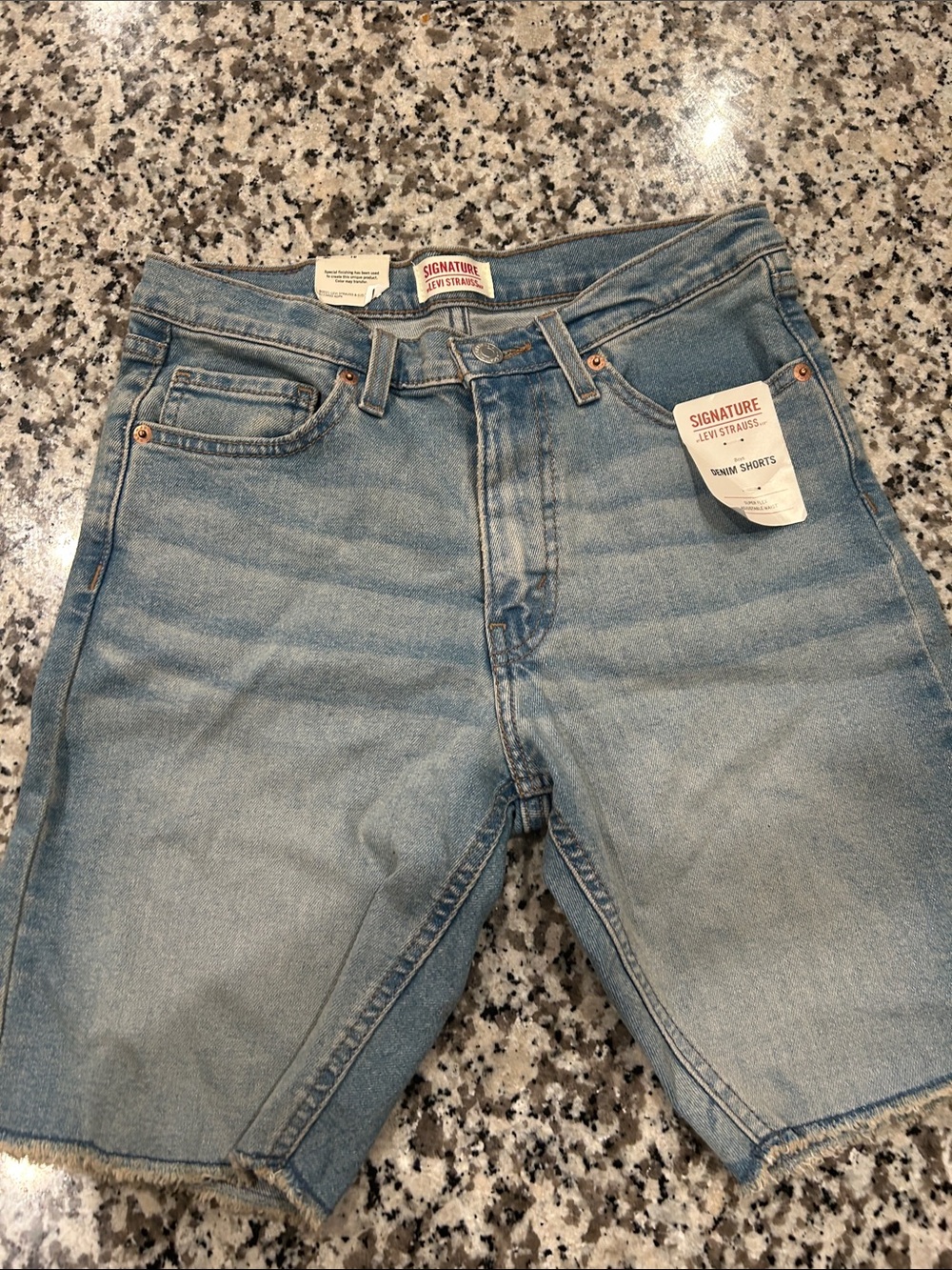 Signature by Levi Strauss Faded Light Blue Denim Cutoff Shorts